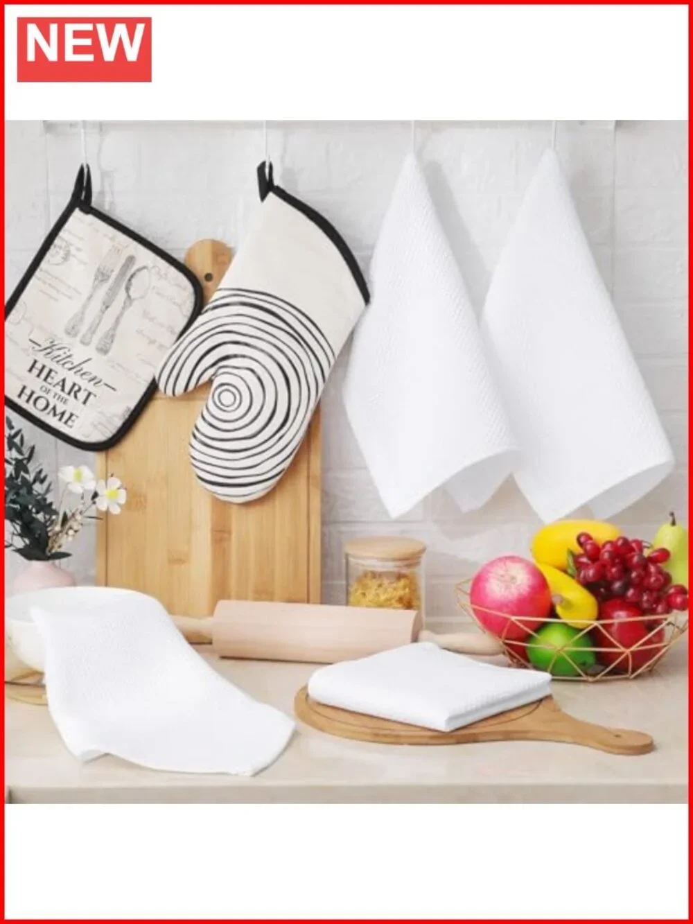 100% Cotton Waffle Weave Kitchen Dish Cloths 6-Pack Super Absorbent